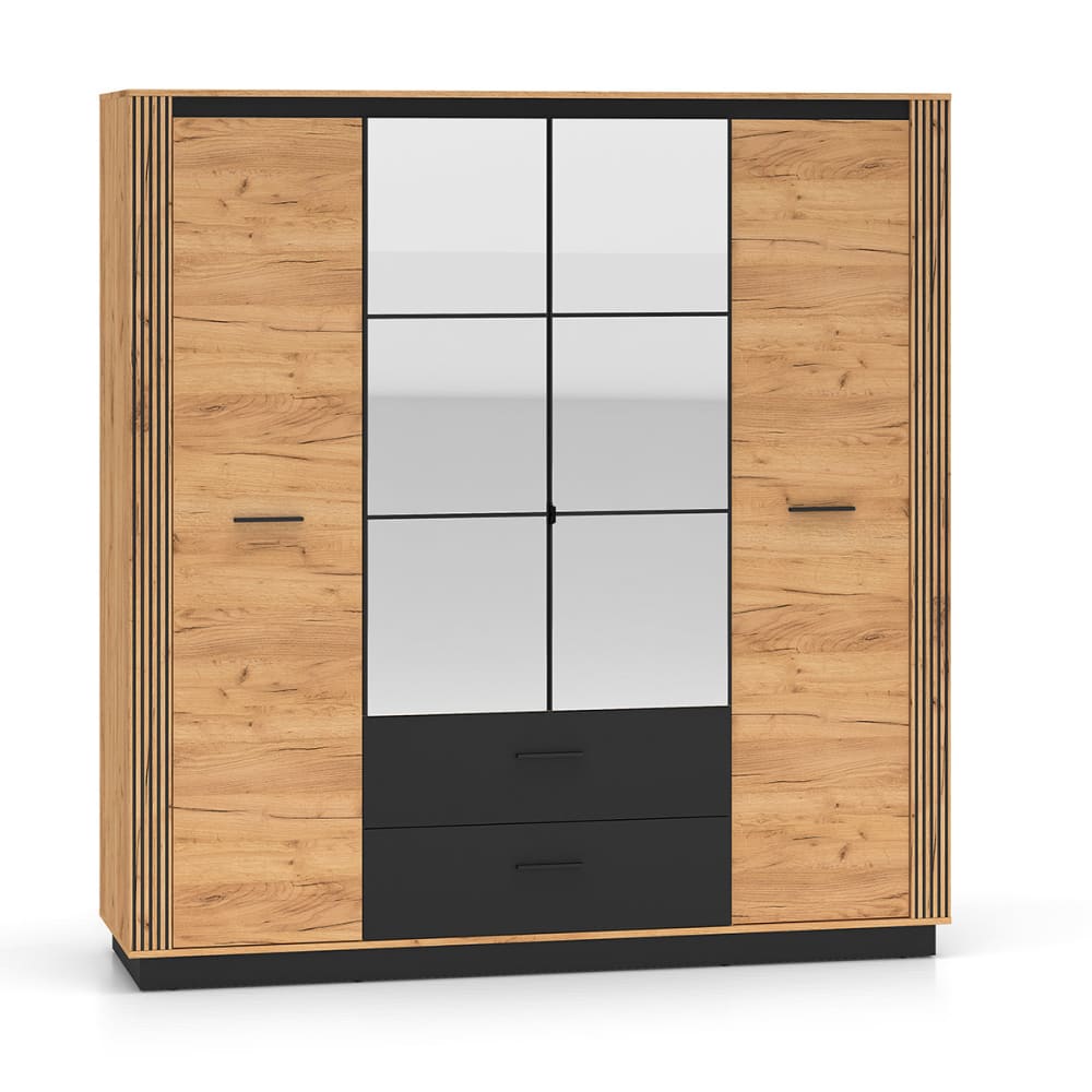 Petits meubles Schrank 4 Türen 2 Schubladen MDF Holz Beige Spanplatte