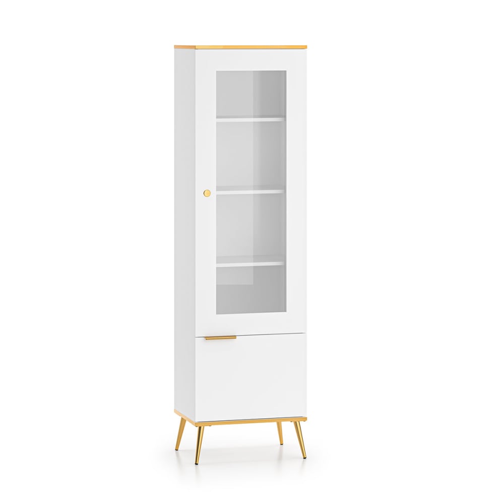 Petits meubles 2-türige Vitrine und Gold MDF Weiß Weiß Spanplatte