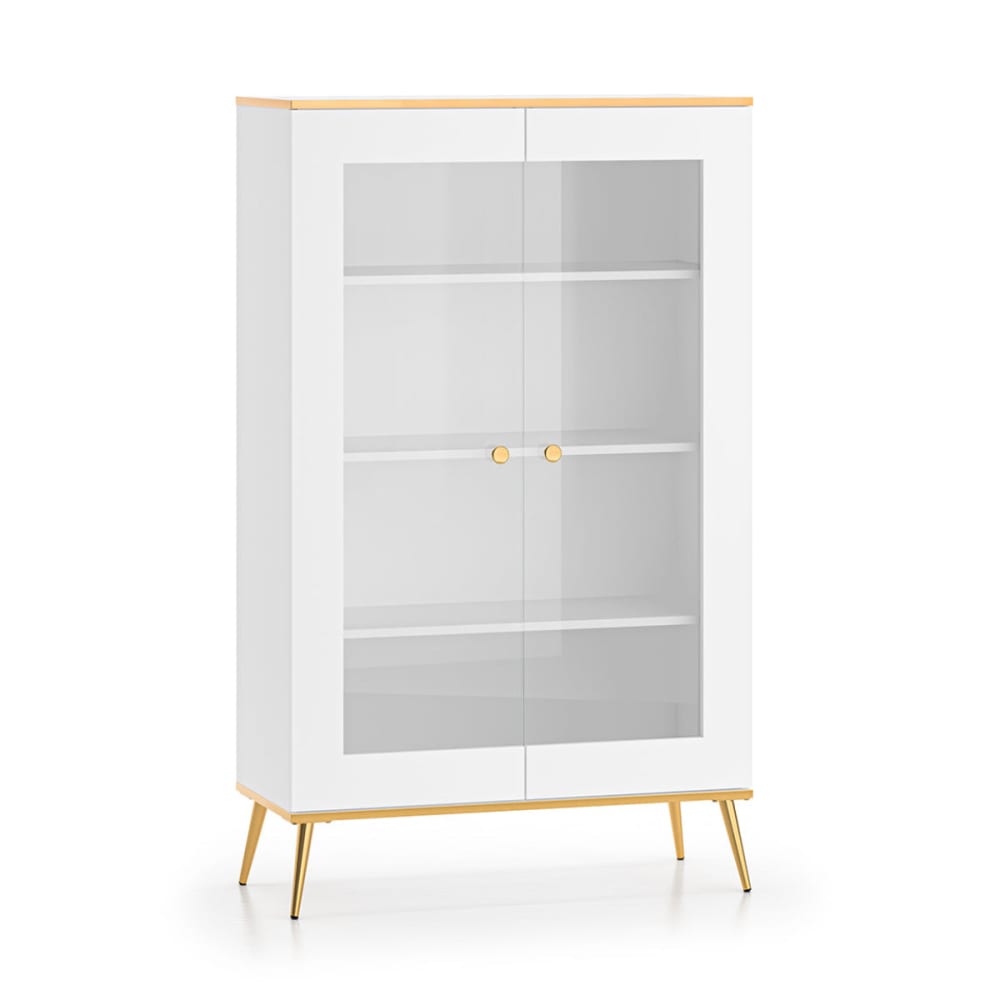 Vaisselier 2 portes et doré façade mdf blanc