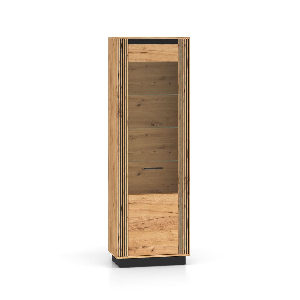 Petits meubles 1-türige Vitrine und Schwarz Front MDF Holz Beige Spanplatte