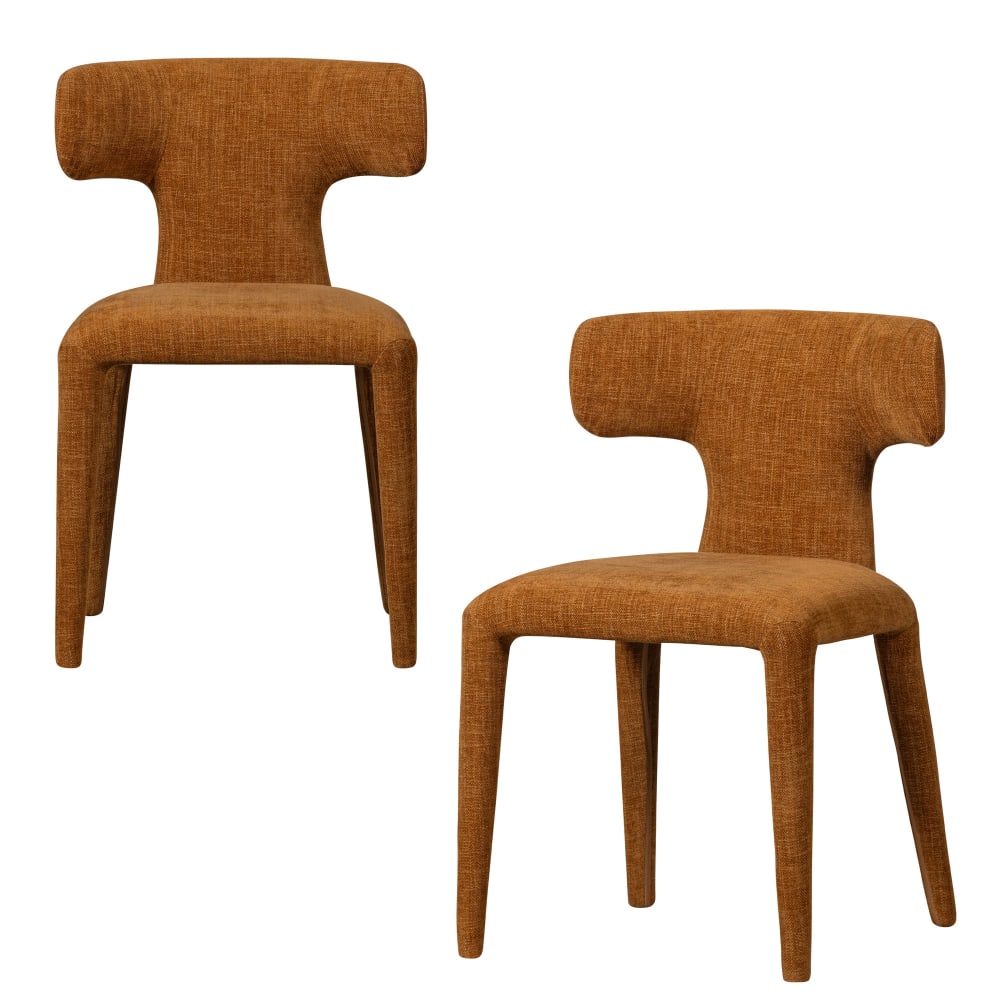 WOOOD 2er Set Esszimmerstühle aus Polyester, Orange, 78x52x53 cm style modern Braun Pes - Polyester