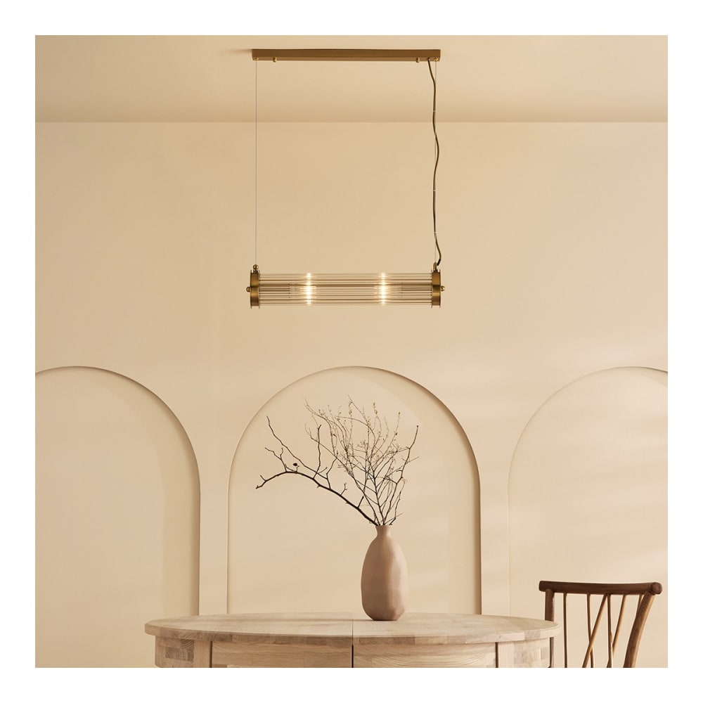 Lustre tube simple en métal finition laiton doré — vue 3