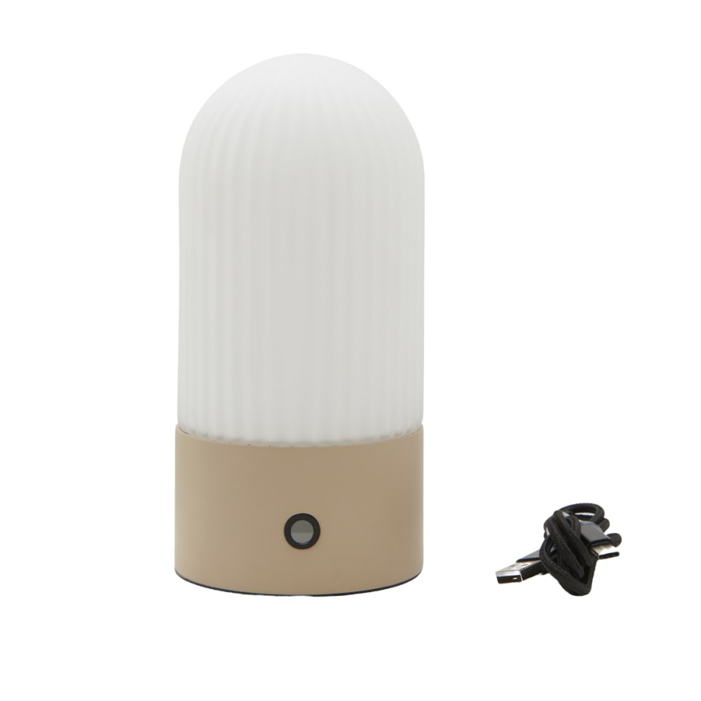 Lampe portable en métal crème et verre - H19 cm