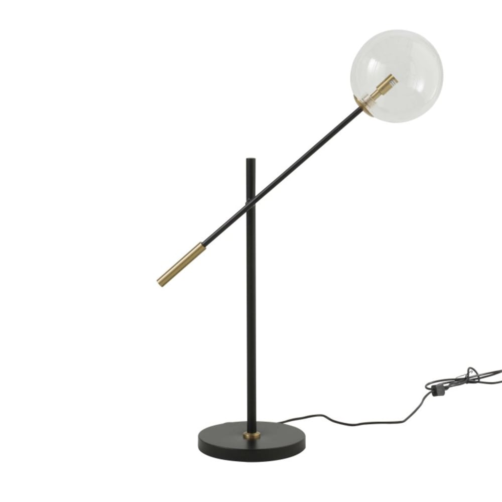 Lampe aus schwarzem Metall und goldenen Details - H85 cm -