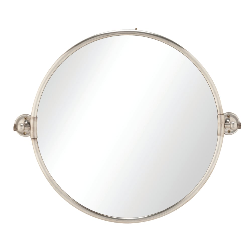 Miroir mural pivotant en laiton finition argent - D50 cm