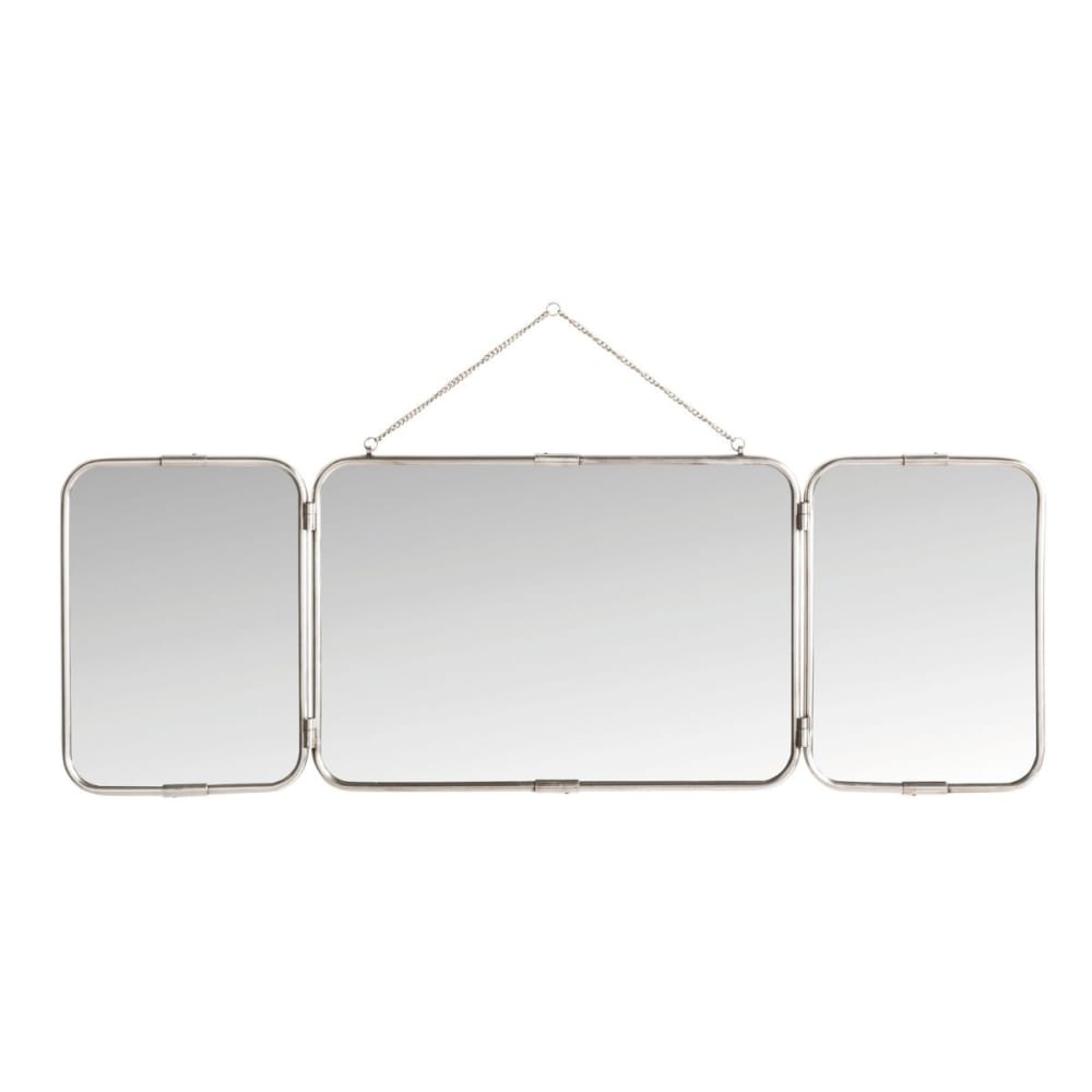 Signature Triptychon-Wandspiegel silberfarbenes Metall - L114 cm - Metall