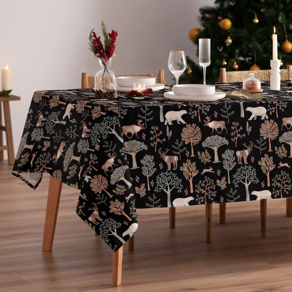 Mantel navidad algodón reno negro 155x100 cm