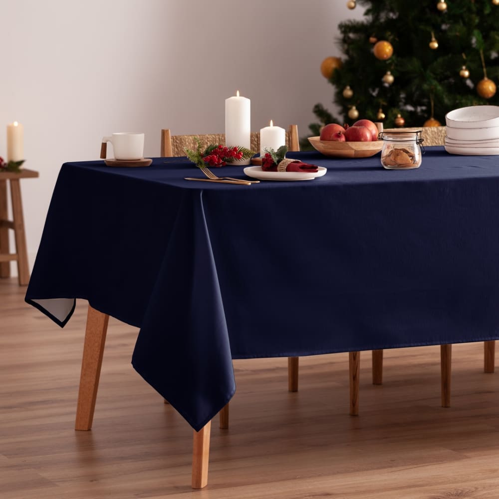 Blaue Weihnachtstischdecke aus Baumwolle 155x200 cm - Maisons Du