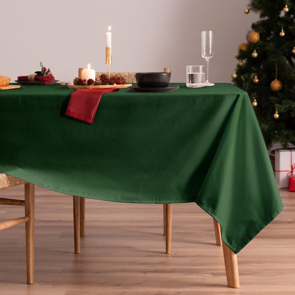 Mantel navidad algodón liso verde 155x100 cm