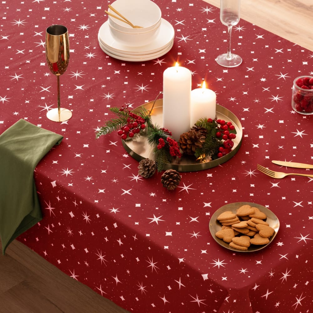 Nappe de noël en coton rouge 155x300 cm - Maisons du Monde