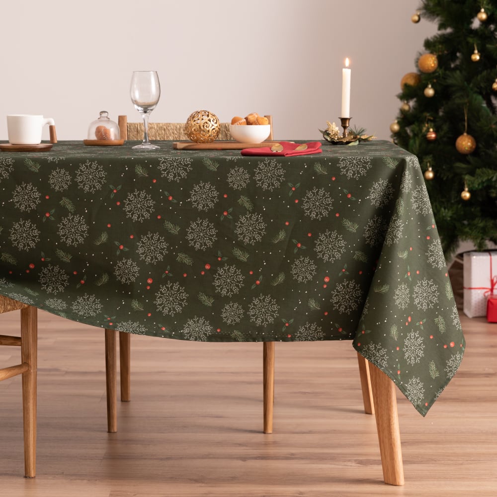 Mantel navidad algodón verde 155x200 cm