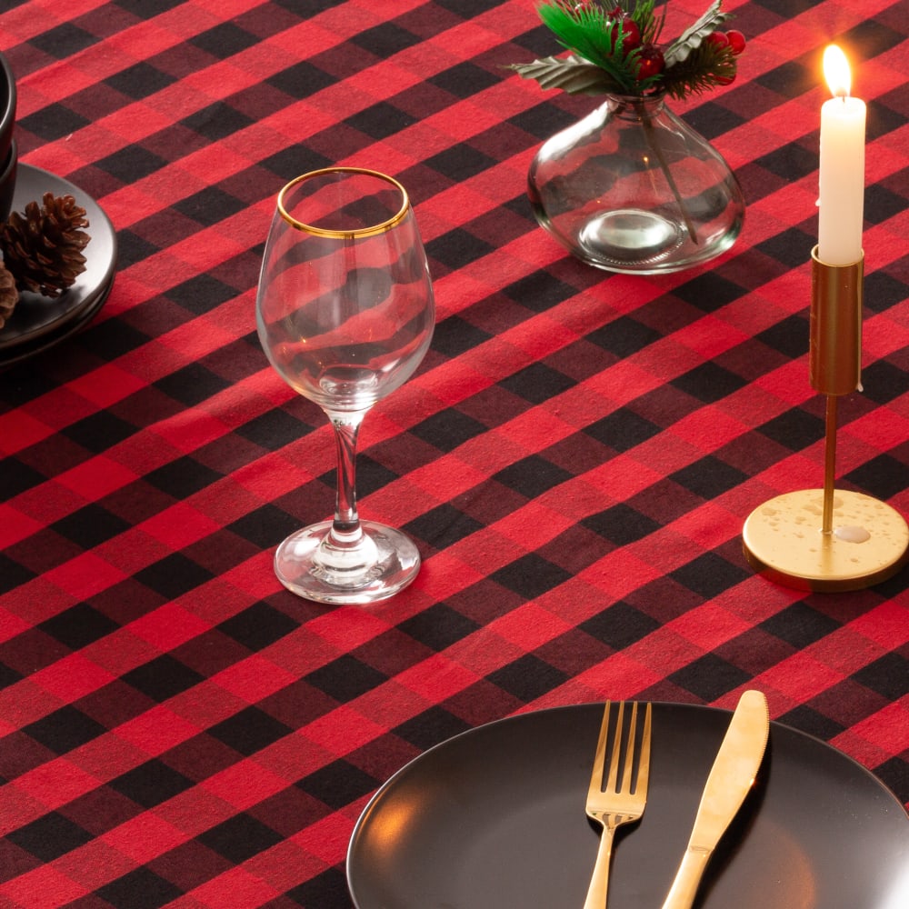 Nappe de Noël en coton Rouge 155x155 cm - Maisons du Monde