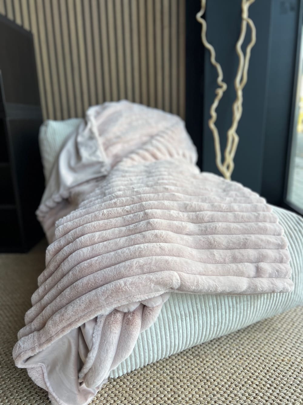 Plaid velours cotelé - rose