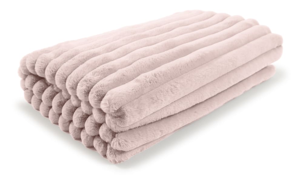 Plaid velours cotelé moelleux imitation fourrure rose - 140x200 - Maisons du Monde
