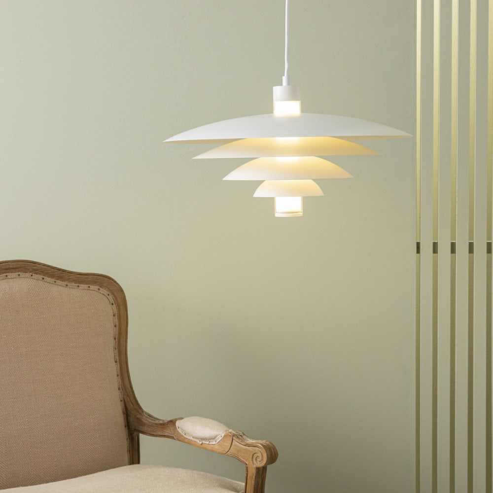 Lustre en métal blanc - h160 cm — vue 3