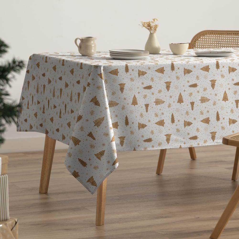 Mantel navidad impermeable algodón tacto tela 160x350 cm
