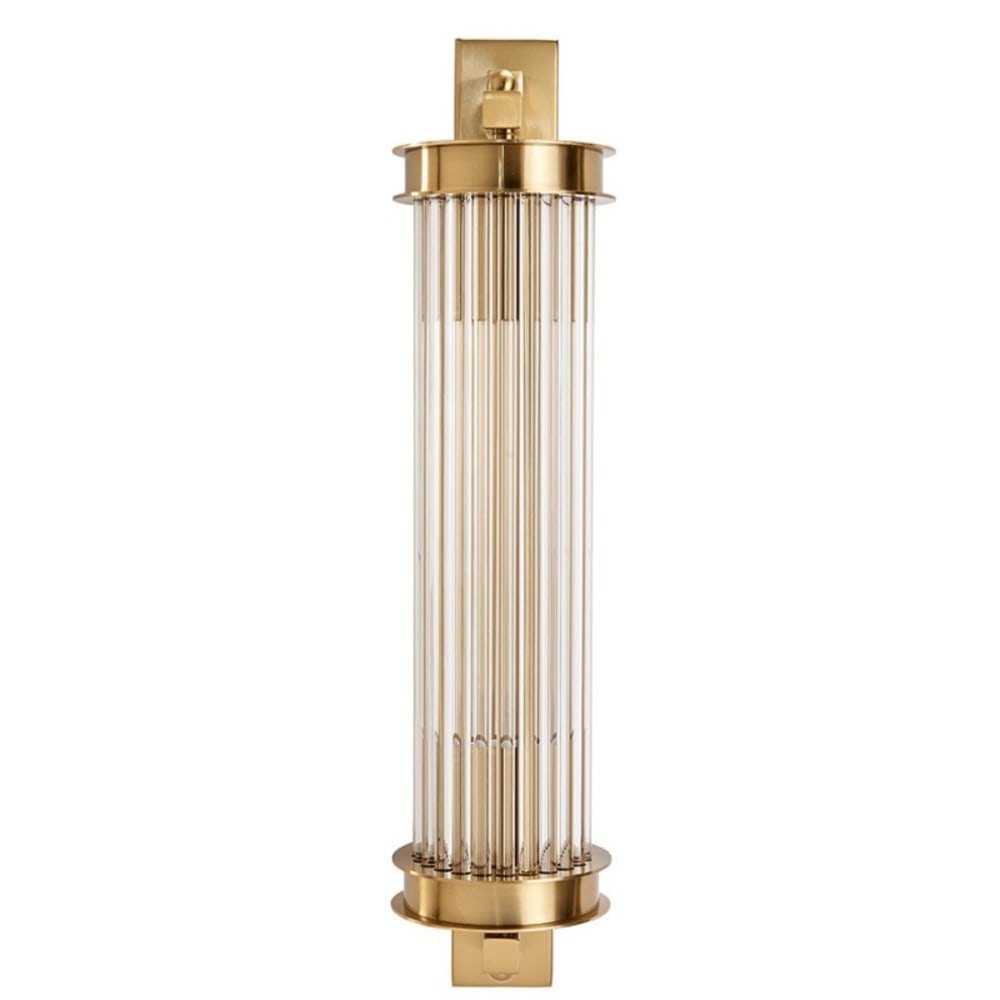 Wandleuchte aus Metall und Rohr mit goldenem Messingfinish - H55