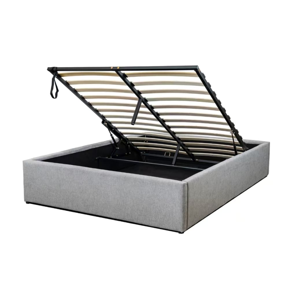 Lit coffre 140x190 cm - tissu gris