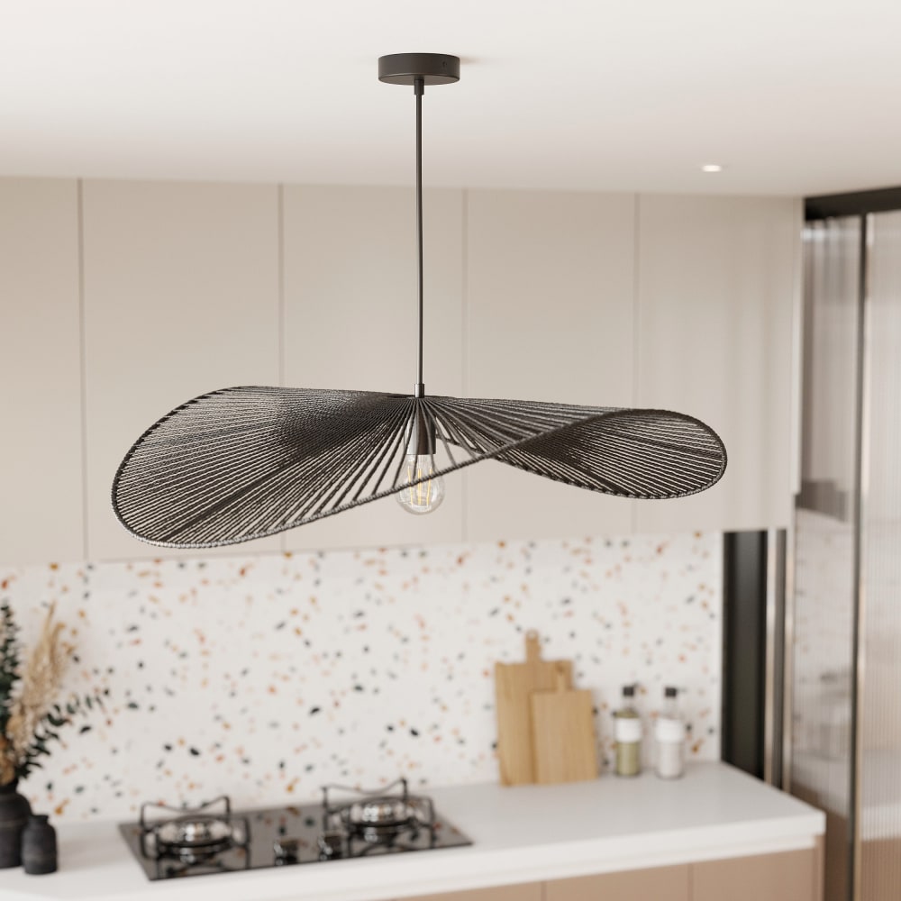 Suspension noire en papier de corde 75 cm — vue 3