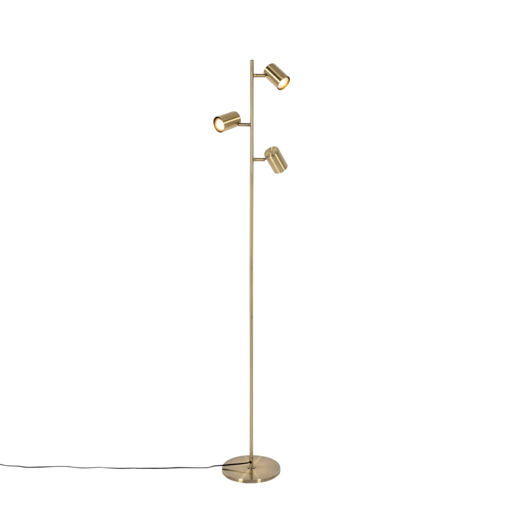 QAZQA Stehleuchte 3-flammig aus Bronze style modern Gold Metall