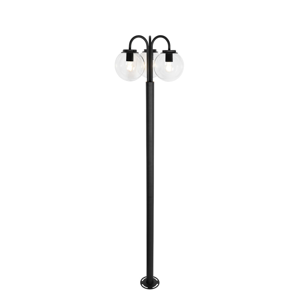 Lampadaire noire avec 3 lumières verre clair 200 cm ip44 - Maisons du Monde