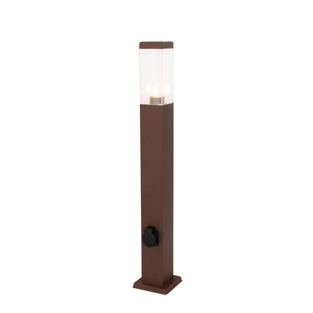 Lampadaire extérieure brun rouille 80 cm avec prise IP44