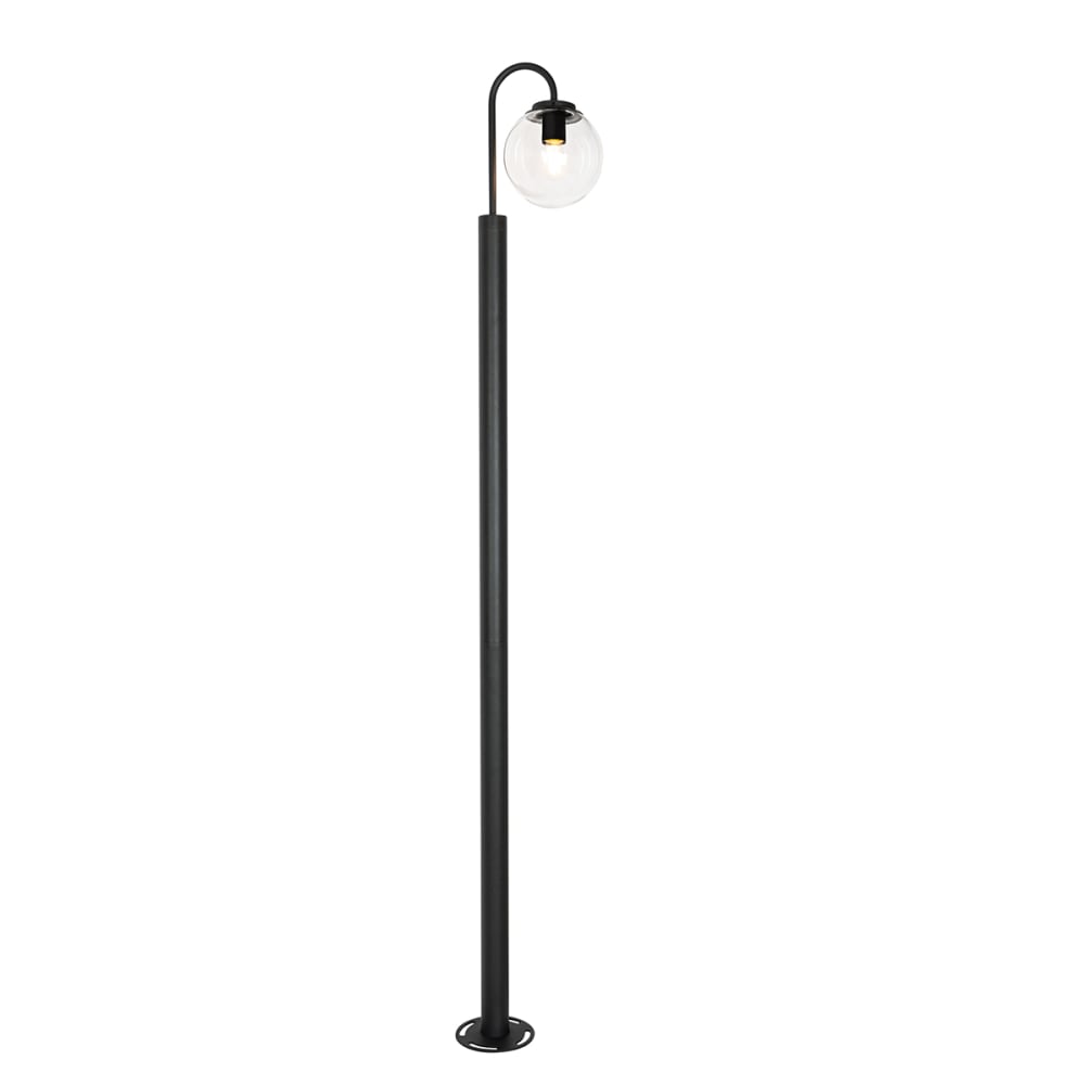 Lampadaire noire moderne avec verre clair 200 cm IP44