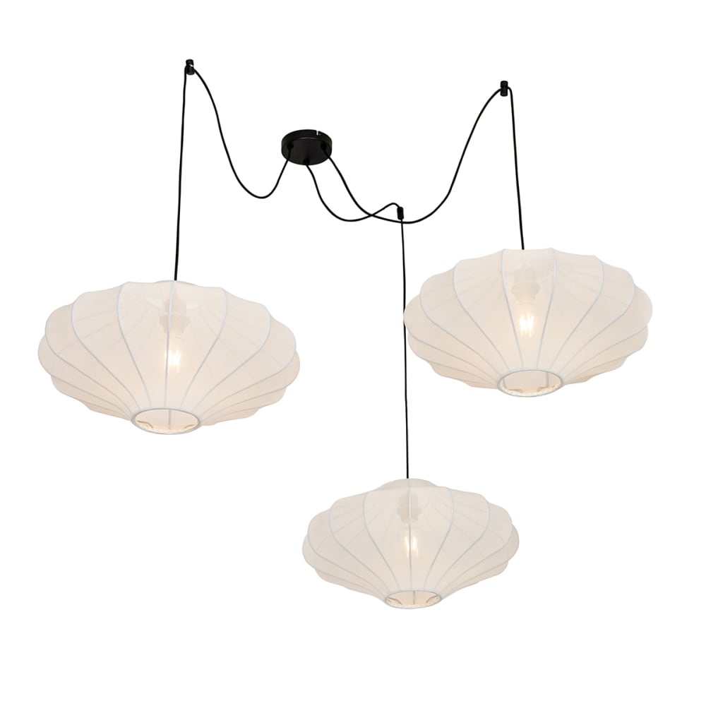 Lampe suspendue Japandi blanche 3 lumières