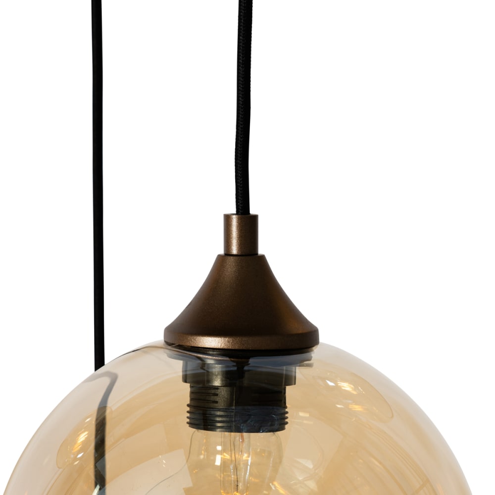 Lampe suspendue art déco bronze foncé verre ambré 8 lumières — vue 4