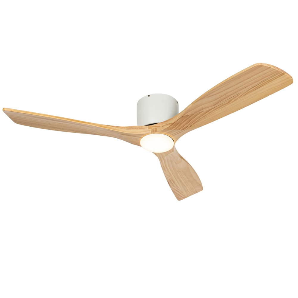 Ventilateur plafond blanc bois LED avec télécommande