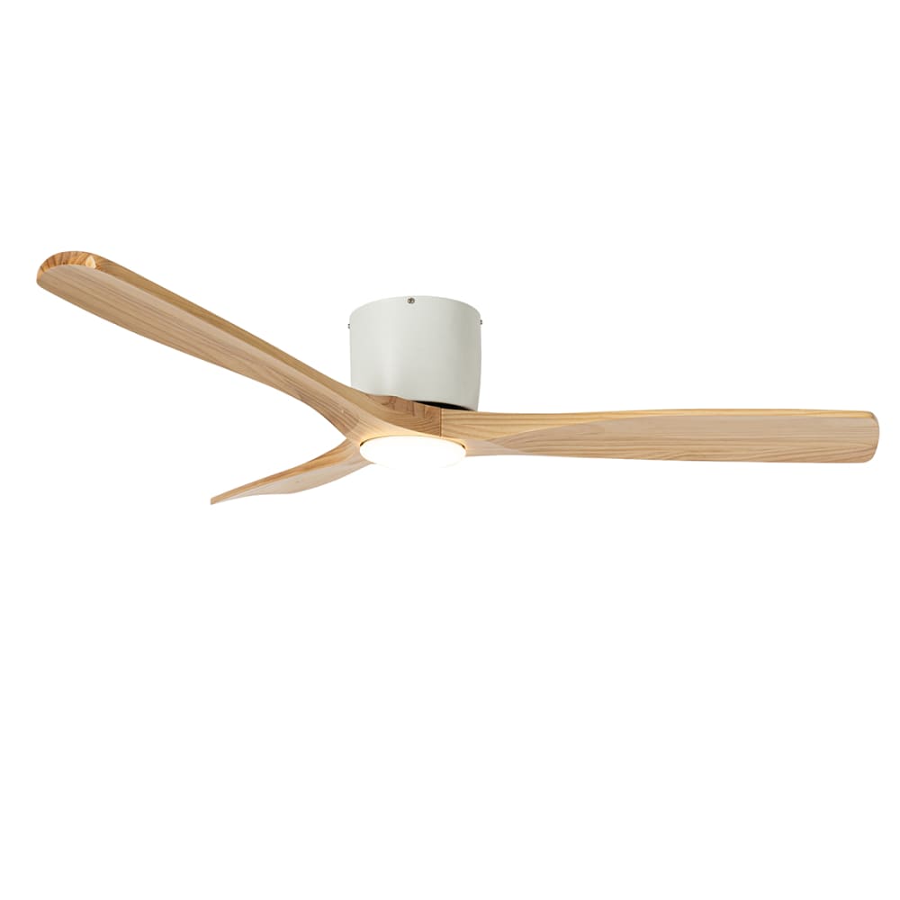 Ventilateur plafond blanc bois LED avec télécommande