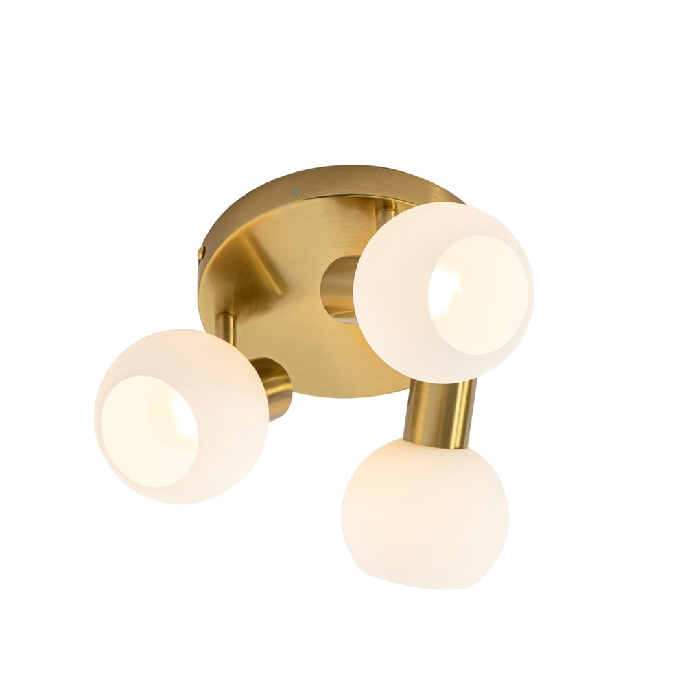 Spot plafond doré verre opale 3 lumières orientable — vue 3