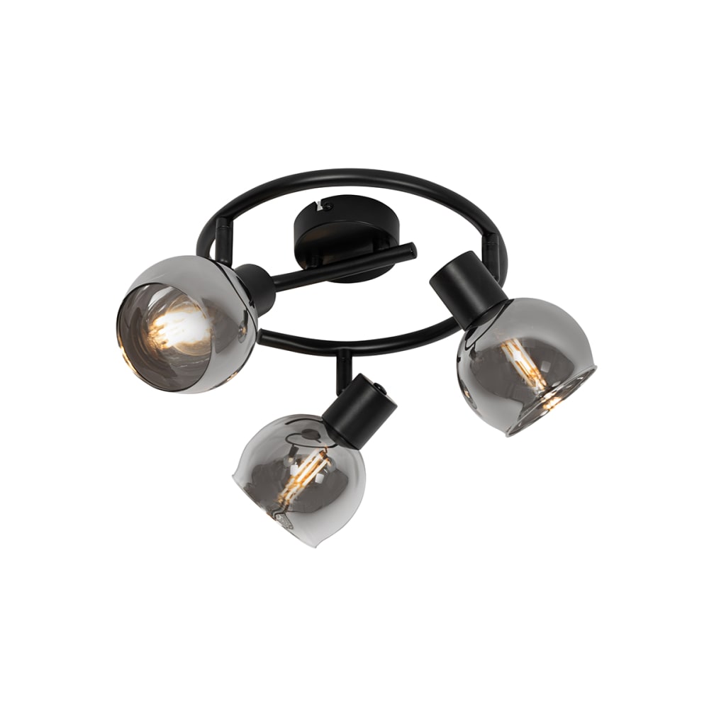Spot art déco noir avec verre fumé rond 3 lumières — vue 4