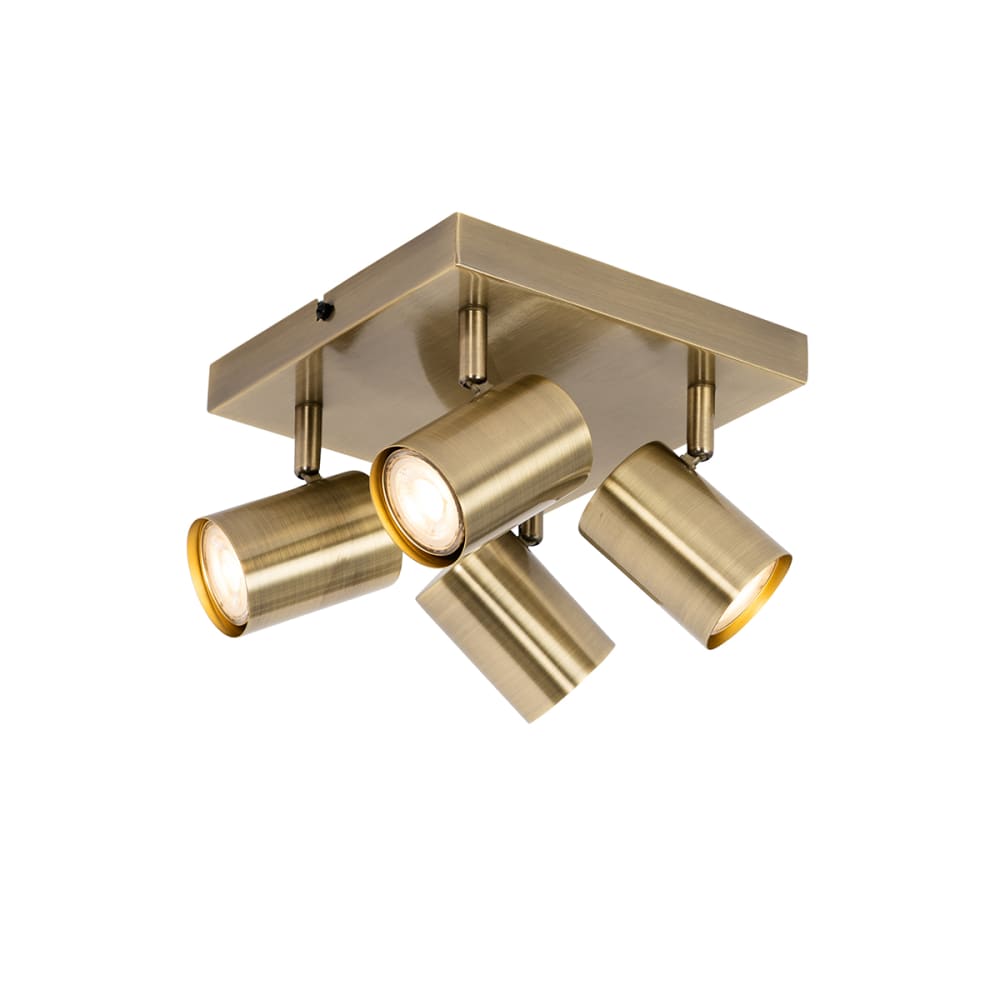 QAZQA Deckenleuchte 4-flammig, verstellbar rechteckig aus Bronze style modern Gold Metall