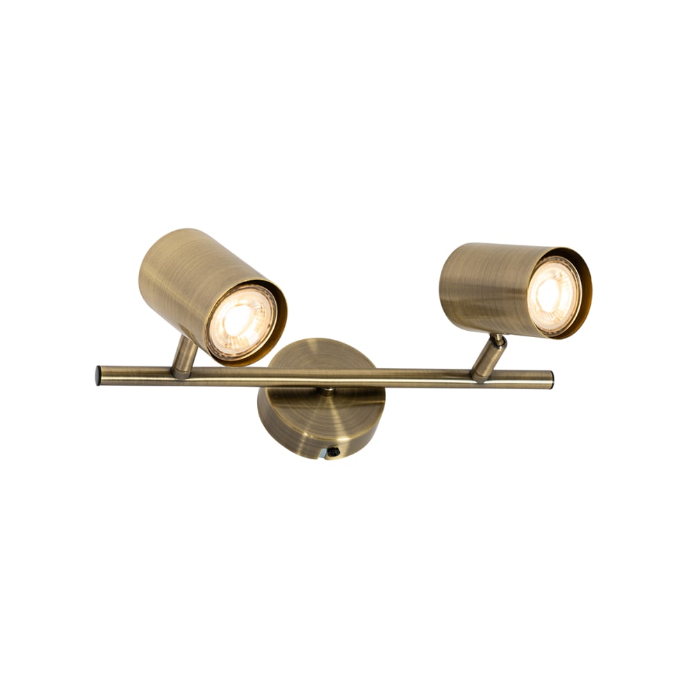 QAZQA Strahler 2-flammig, schwenkbar aus Bronze style modern Gold Metall