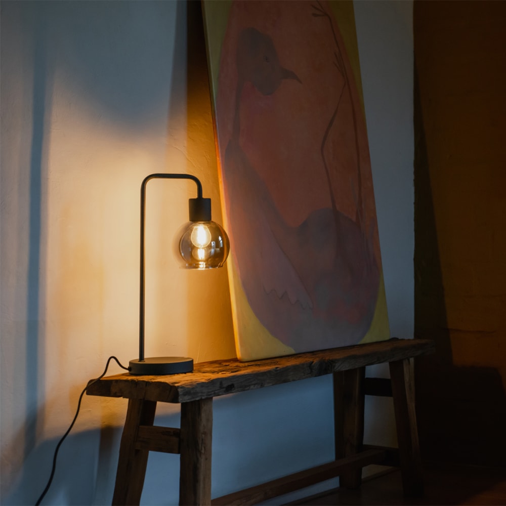 Tischlampe schwarz mit Rauchglas - Maisons Du Monde