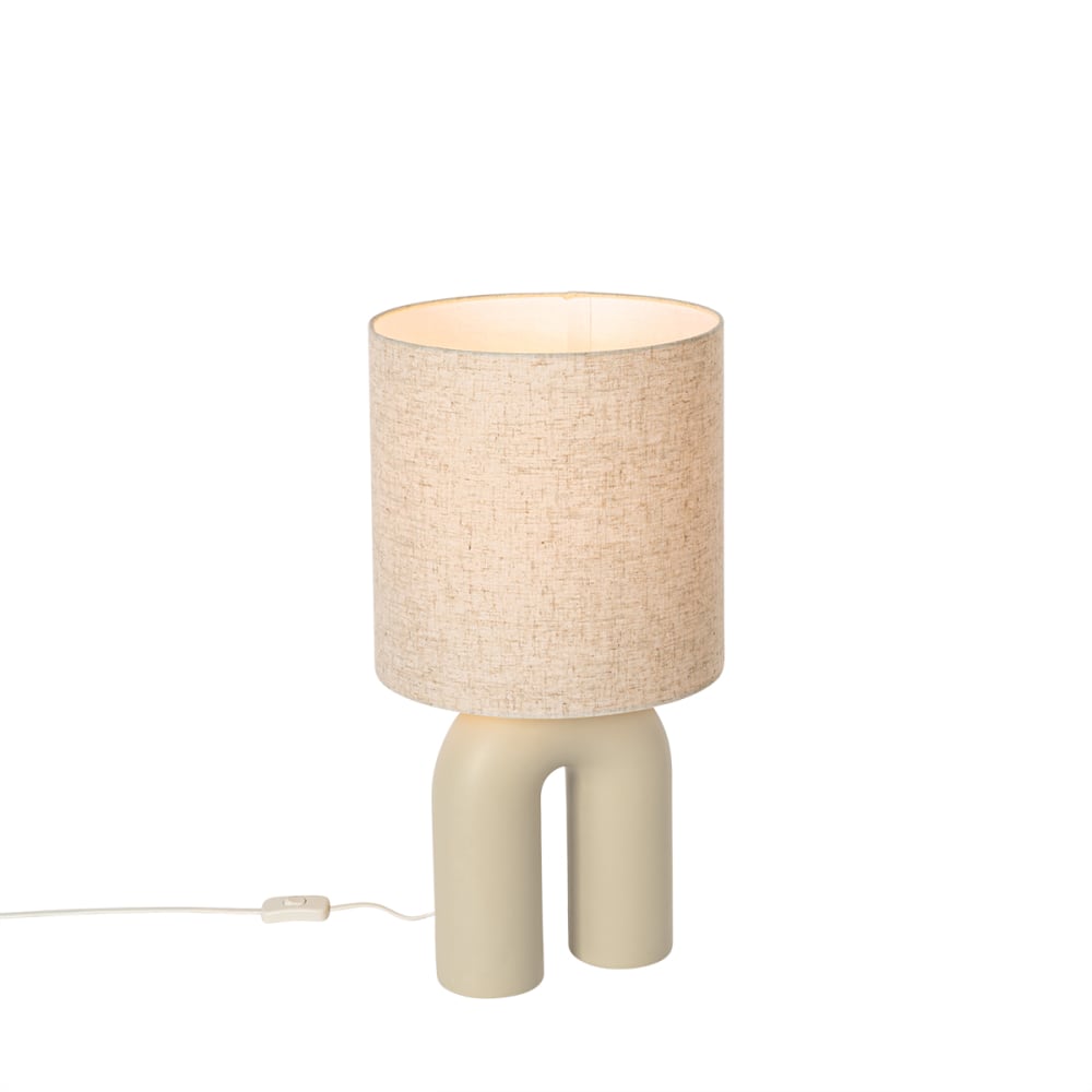 Lampe de table design beige abat-jour en lin beige — vue 4