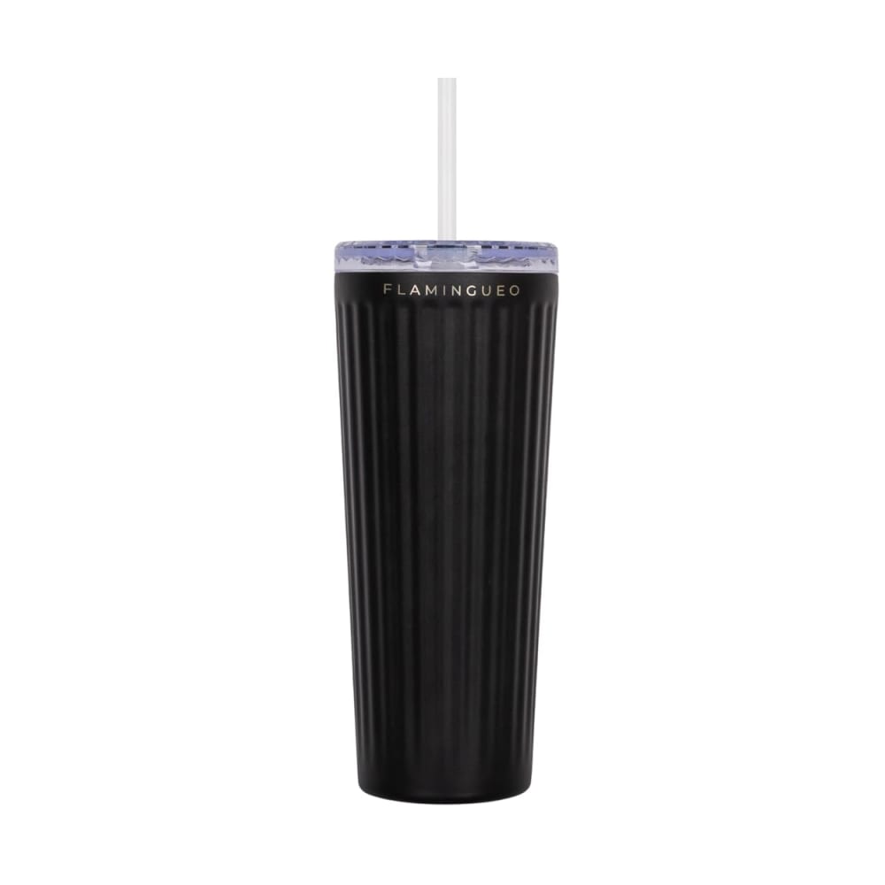 Gobelet isotherme avec paille acier inoxydable 0,8 litres noir