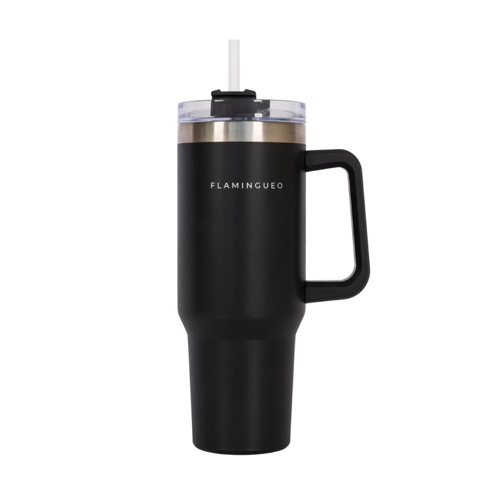Mug isotherme avec paille acier inoxydable 1,18 litres noir Mug isotherme avec paille acier inoxydable 1,18 litres noir
