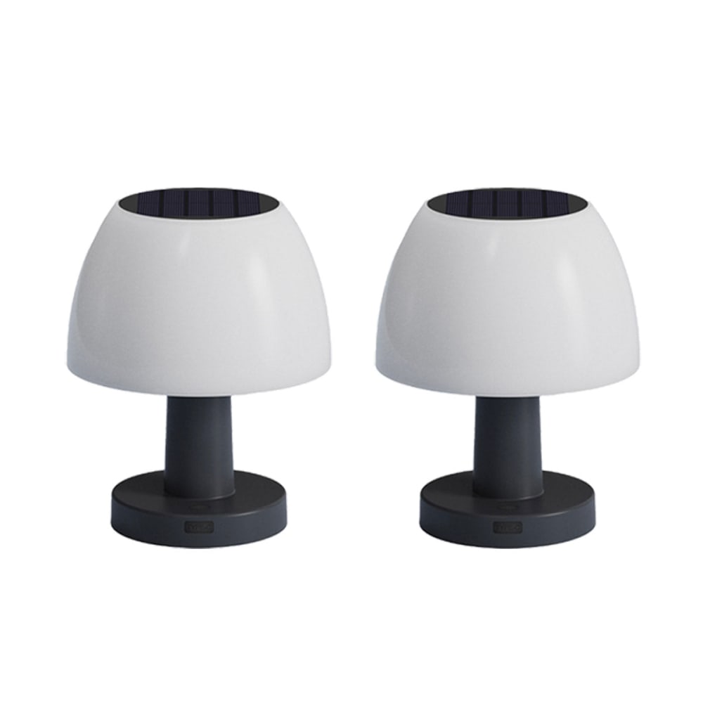 Lot de 2 Lampes de table solaire Plastique Blanc H13.5 cm