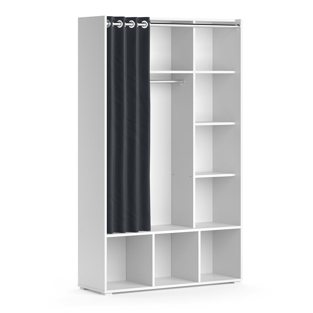 Armoire pour enfants 105.8x178.1cm avec tringle à rideaux, Blanc