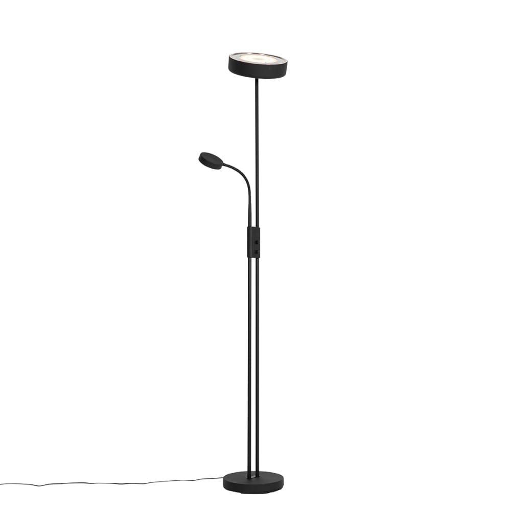 Lampadaire noir avec led et liseuse orientable — vue 4