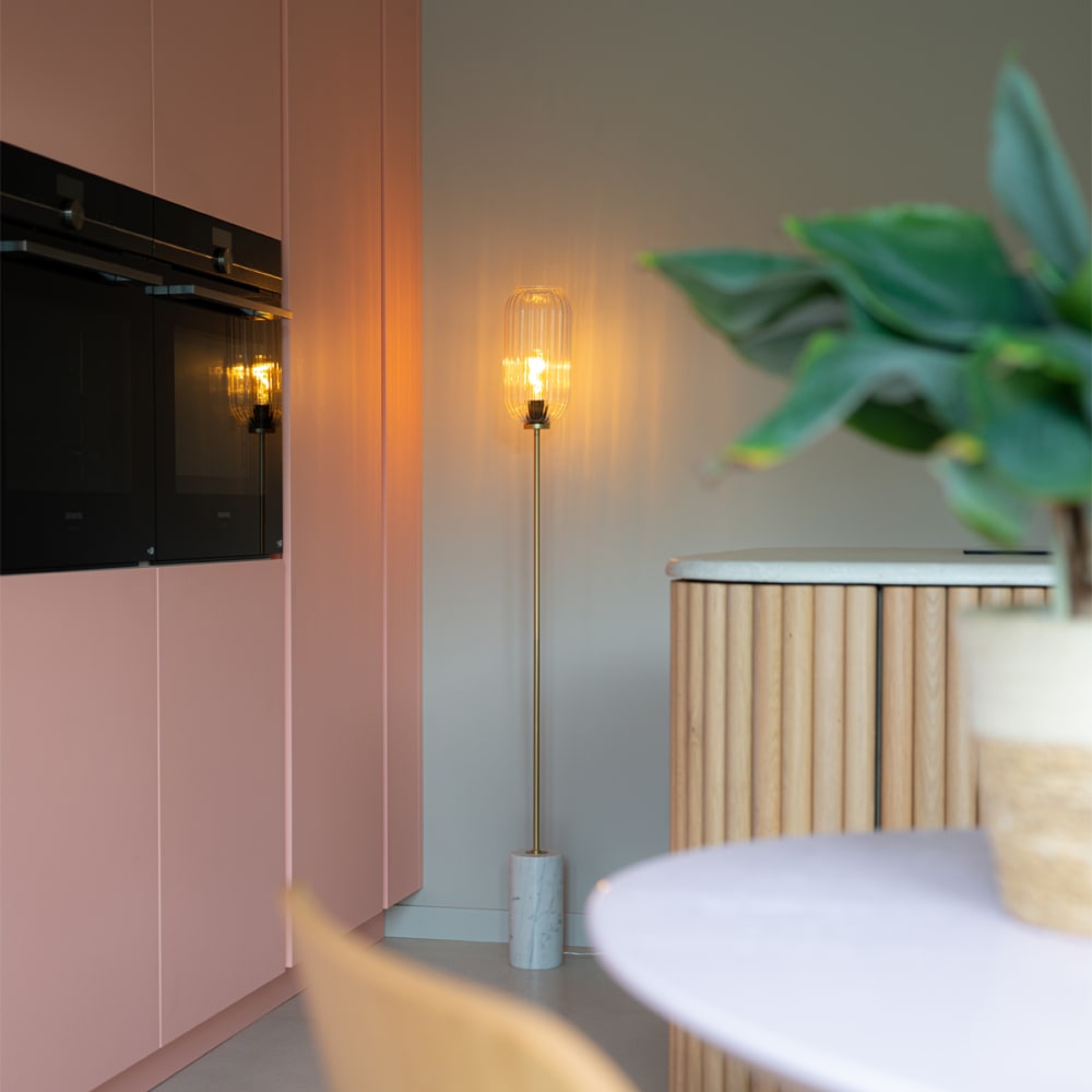 Lampadaire art déco laiton avec verre transparent — vue 3