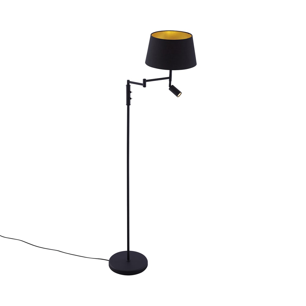 Lampadaire noir avec abat-jour noir et liseuse orientable — vue 4