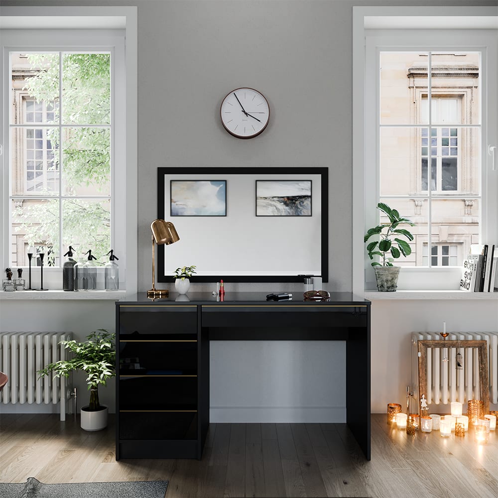 Coiffeuse sans miroir noir/or 120x75cm - Maisons du Monde