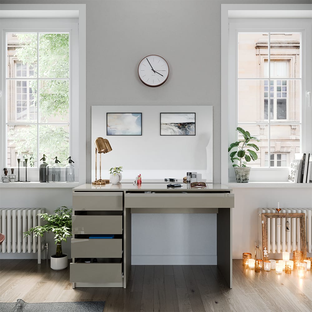 Coiffeuse avec miroir grège 120x145cm - Maisons du Monde