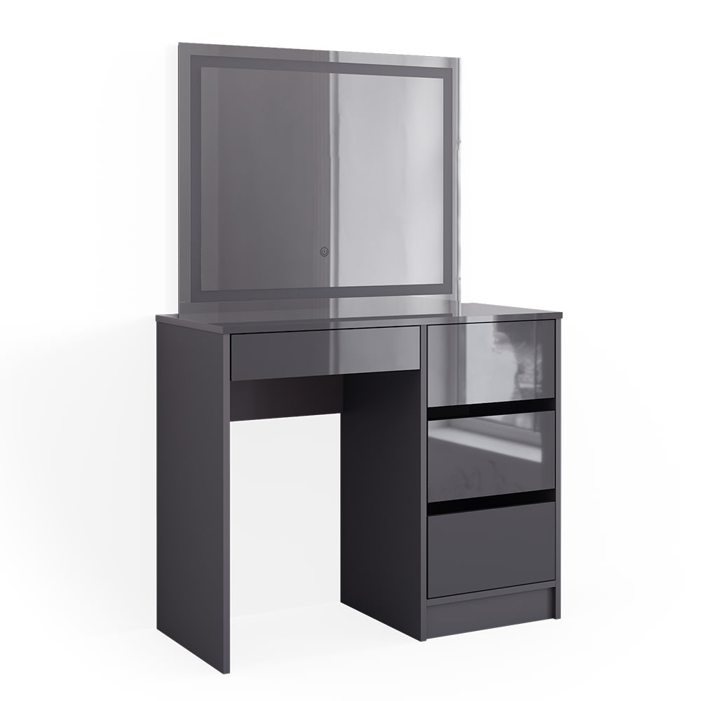 Coiffeuse avec miroir LED Anthracite 90x75cm