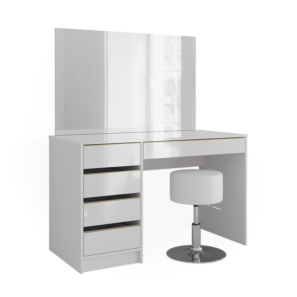 Set de maquillage avec miroir et tabouret blanc/or 120x145cm Set de maquillage avec miroir et tabouret blanc/or 120x145cm