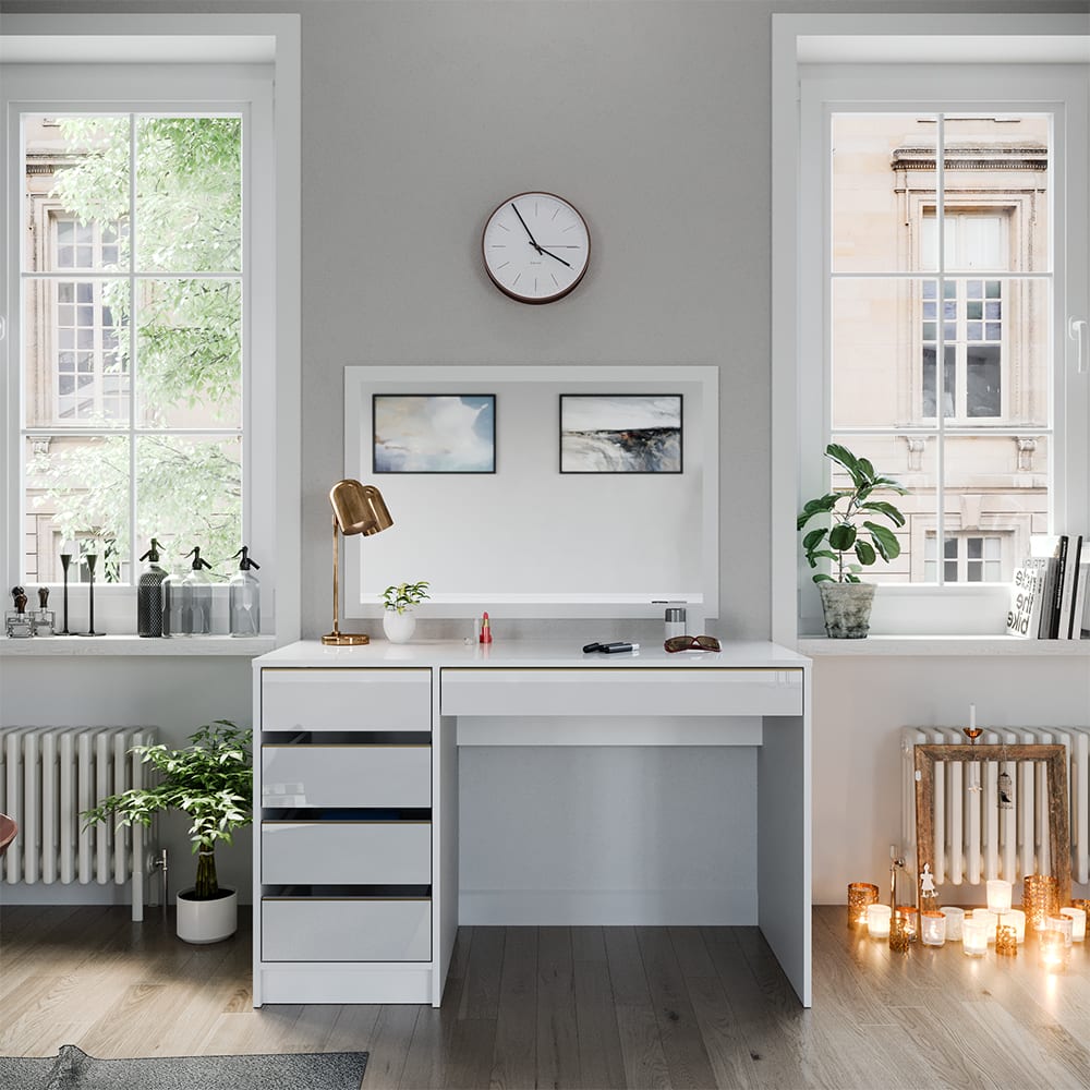 Coiffeuse sans miroir blanc/or 120x75cm - Maisons du Monde