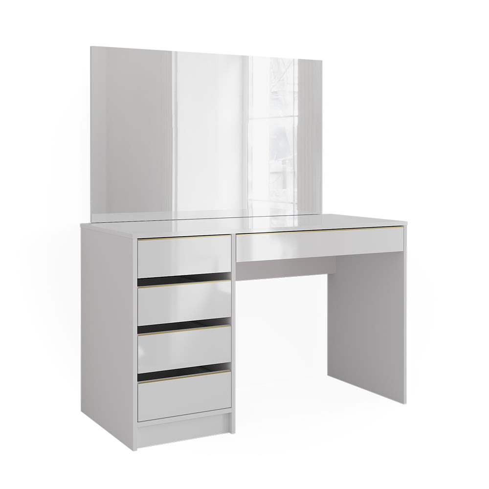 Coiffeuse avec miroir, Blanc/doré 120 x 75cm